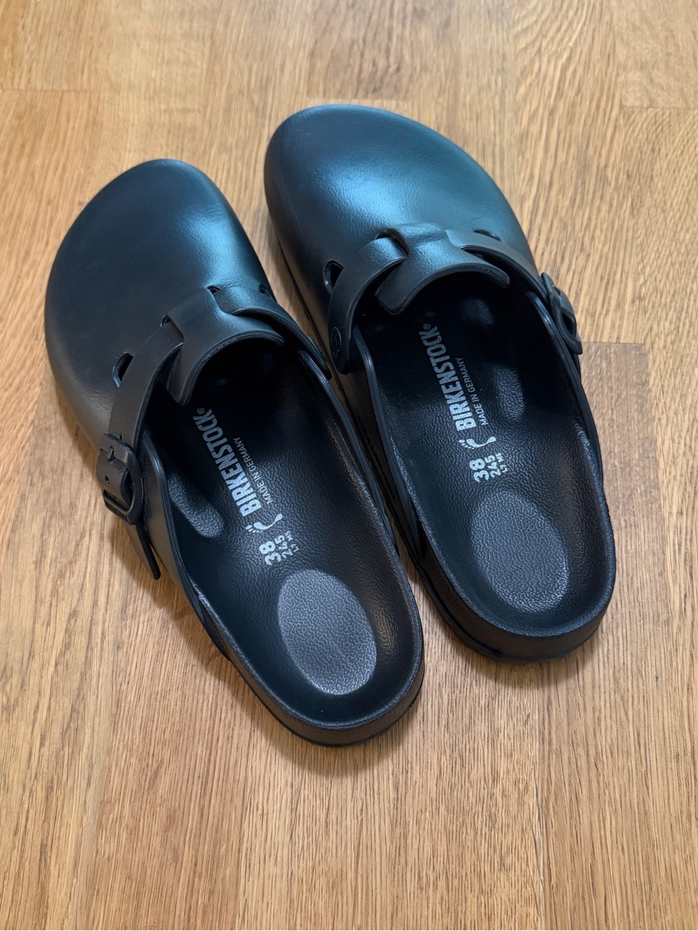 Birkenstock 38 Black EVA Boston Slip On Clogs Medium Narrow Width - Picture 2 of 10